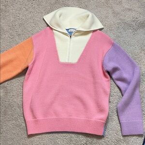 English Factory Pink, Orange, and Purple Cowl Sweater